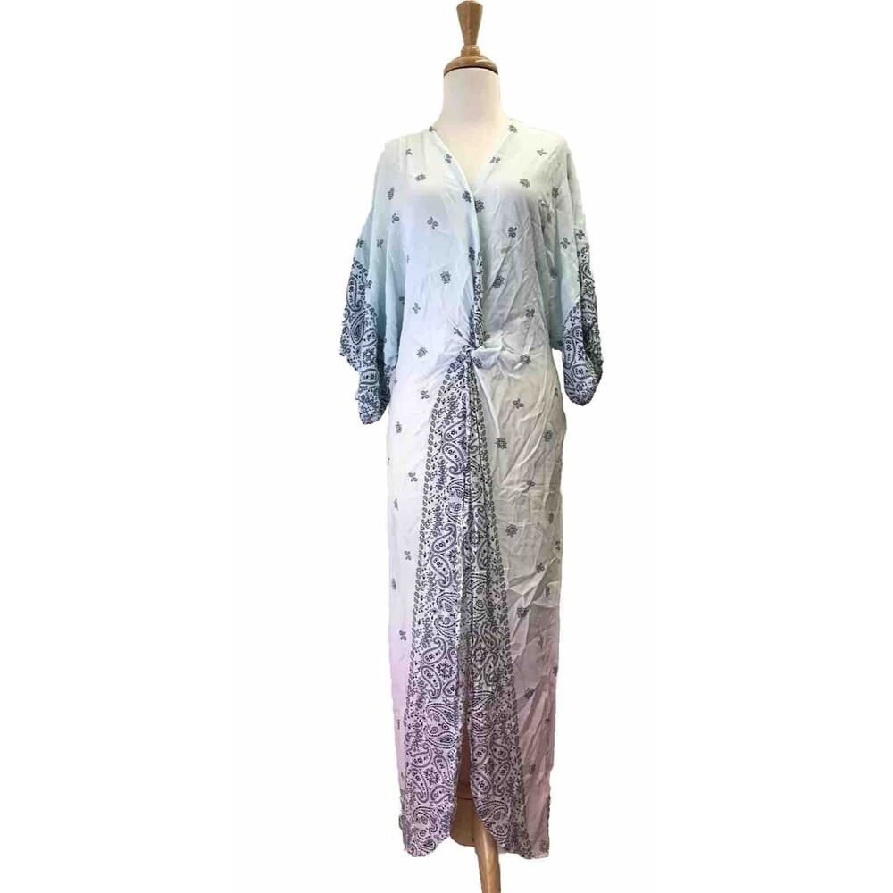 Surf Gypsy Twist Front Ombre Midi Swim Cover Up Caftan